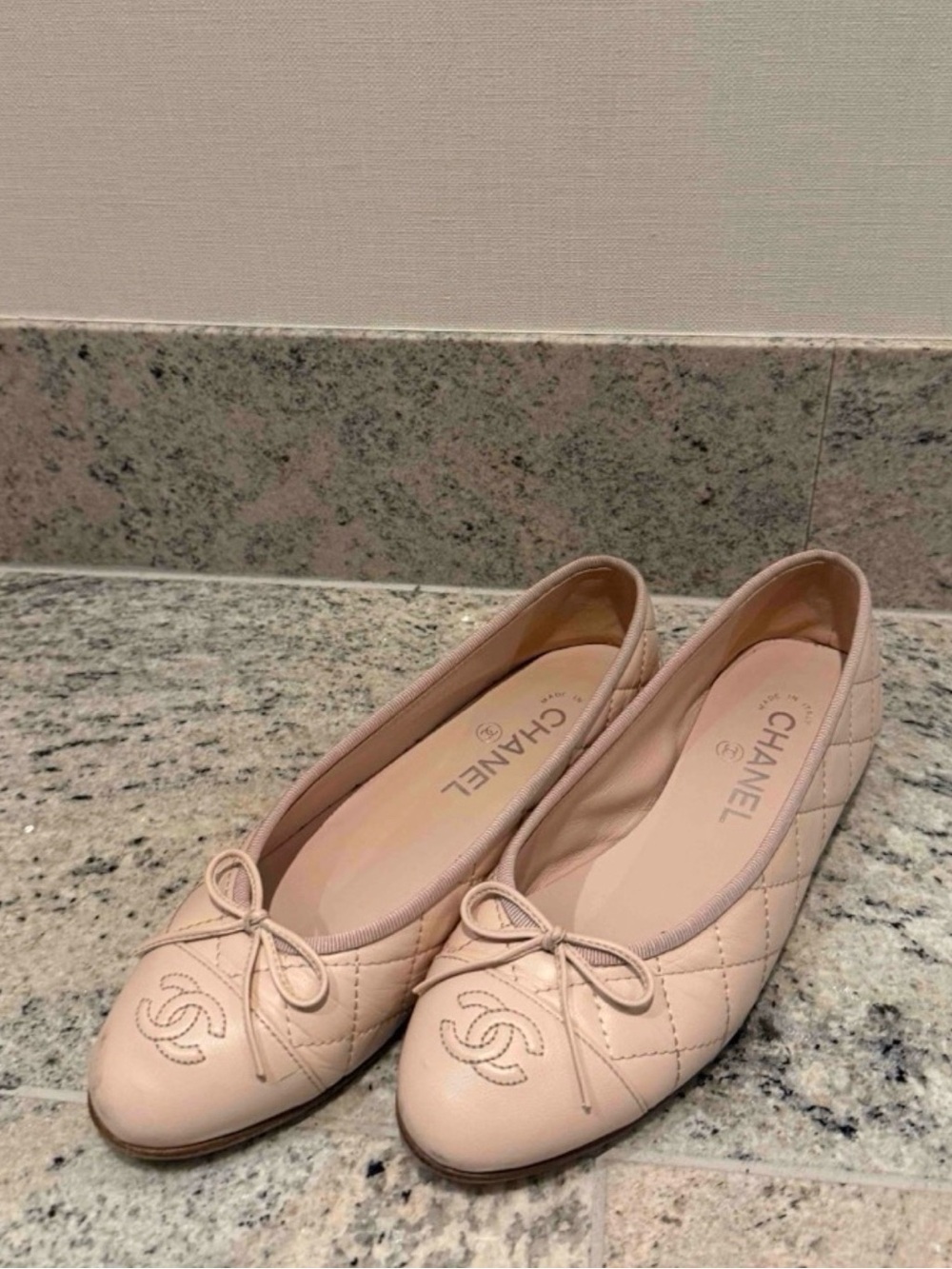 Chanel Quilted Ballet Flats in Light Pink 37